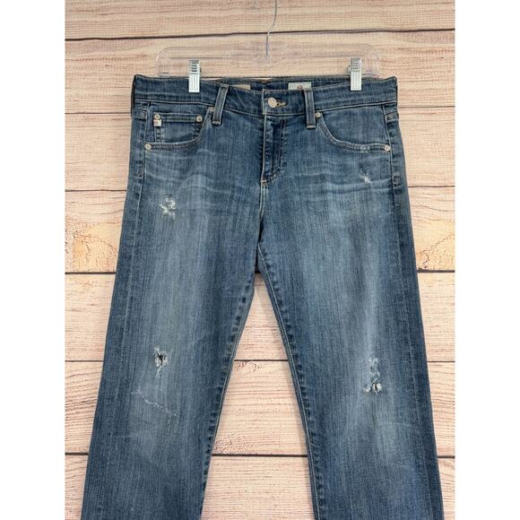 AG Adriano Goldschmied the Nolan Relaxed Slim jeans Women's 28 Blue Distressed - Picture 3 of 14